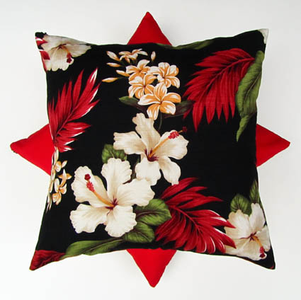 Hawaiian hibiscus barkcloth cushions