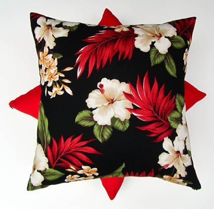 Hawaiian hibiscus barkcloth cushions