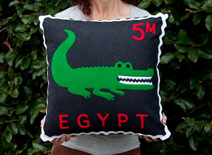 Egyptian crocodile stamp cushion