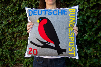 German robin stamp cushion